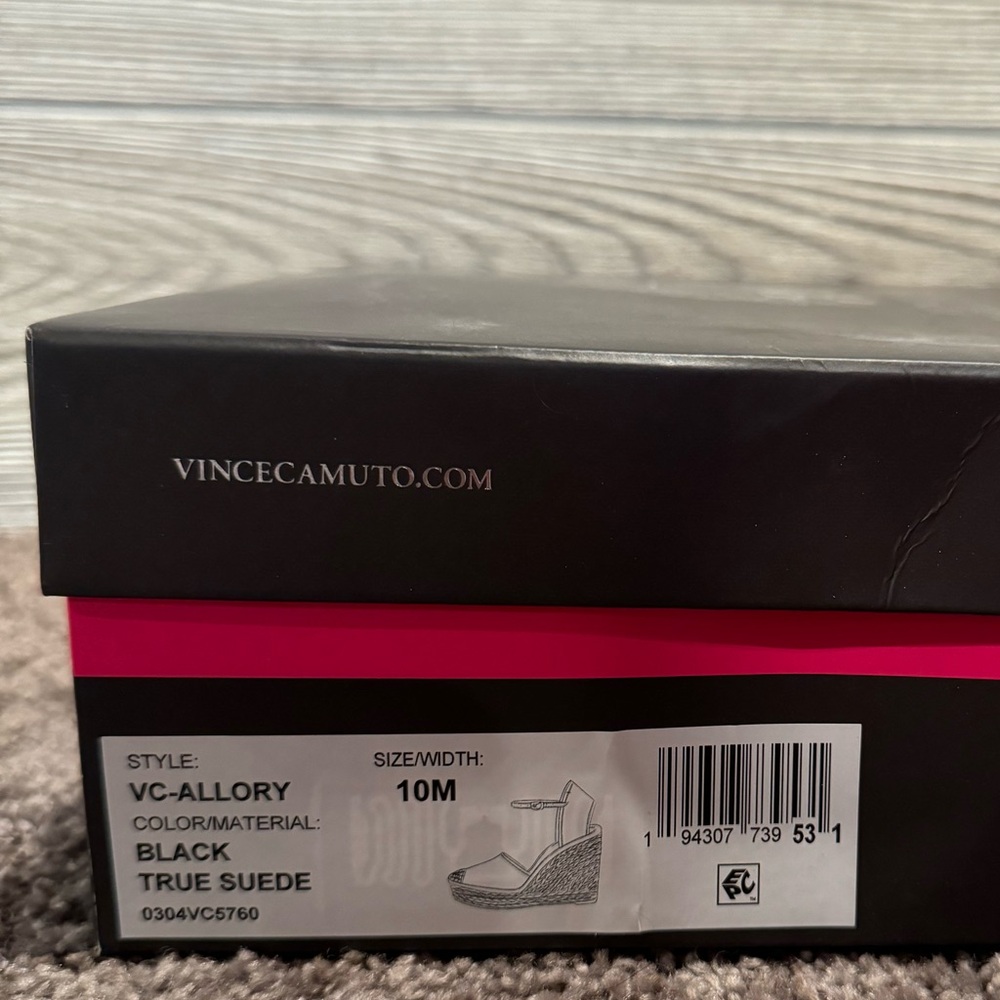 NWT Vince Camuto Black True Suede Wedges - Picture 2 of 5